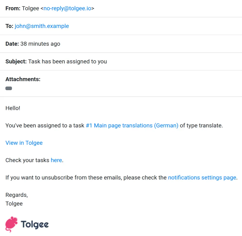 Notifications email